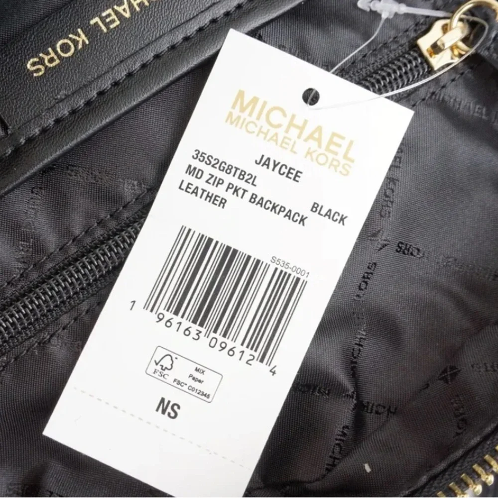 Michael Kors Backpack Bag Jaycee Md Pkt Backpack Leather Black NWT